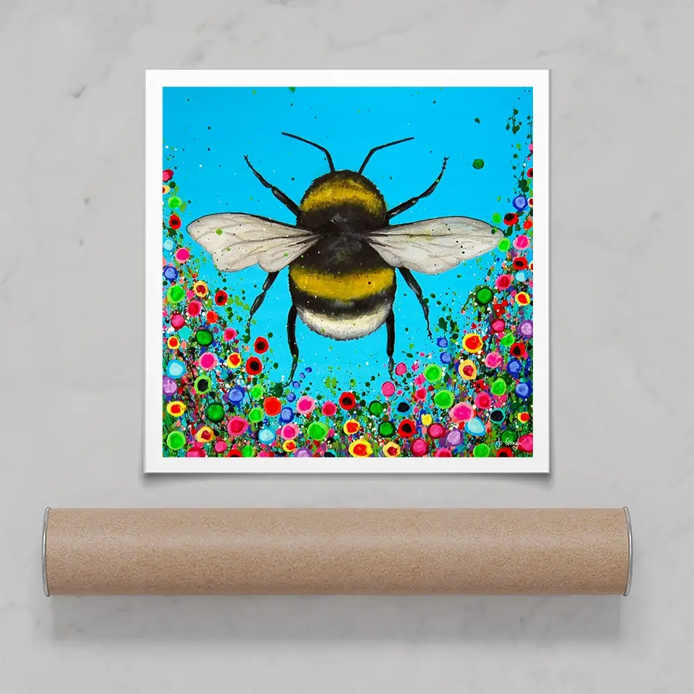 Bumblebee Flowers Square Art Print Bumblebee Flowers Square Art Print wall art product Jo Gough