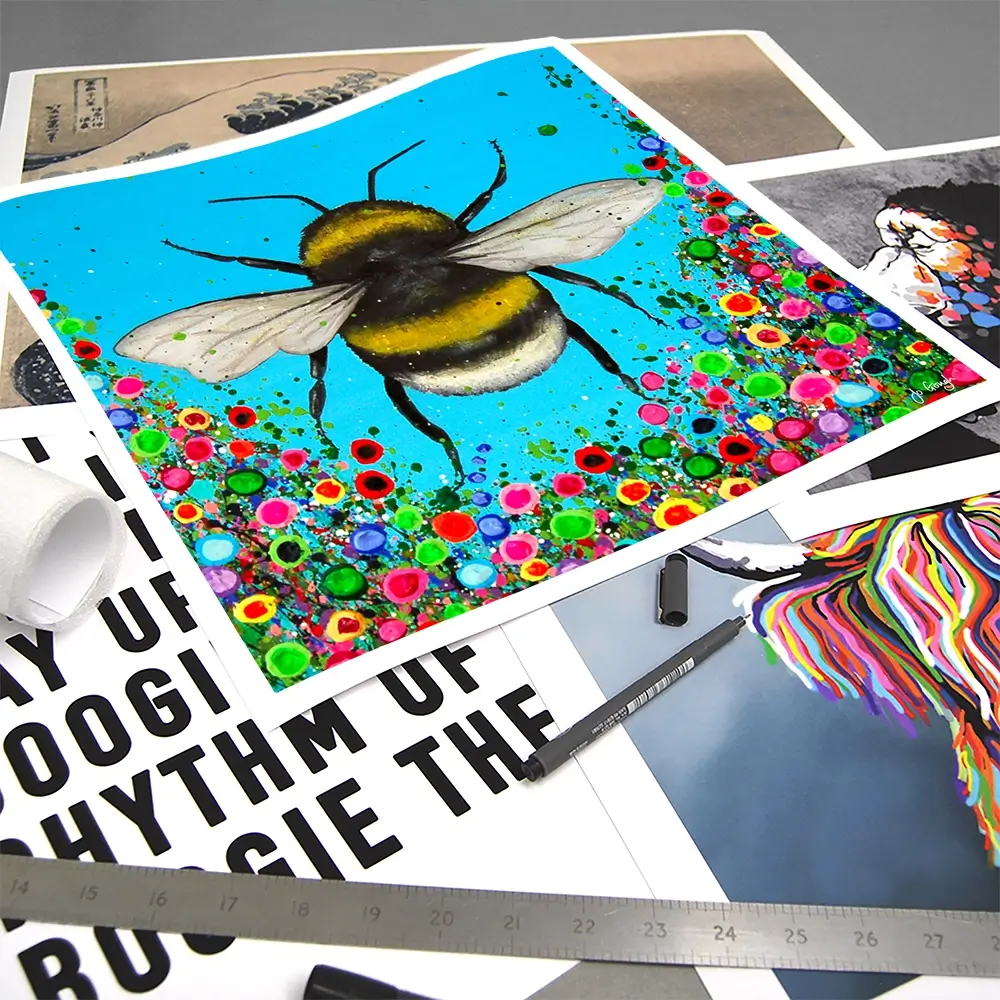 Bumblebee Flowers Square Art Print Bumblebee Flowers Square Art Print wall art product Jo Gough