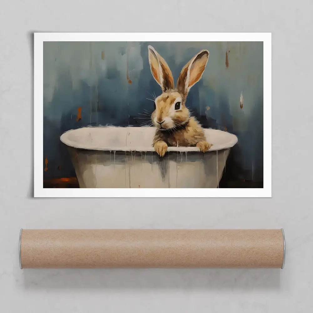 Bunny In A Tub Art Print Bunny In A Tub Art Print wall art product Arlington Prints - Independent