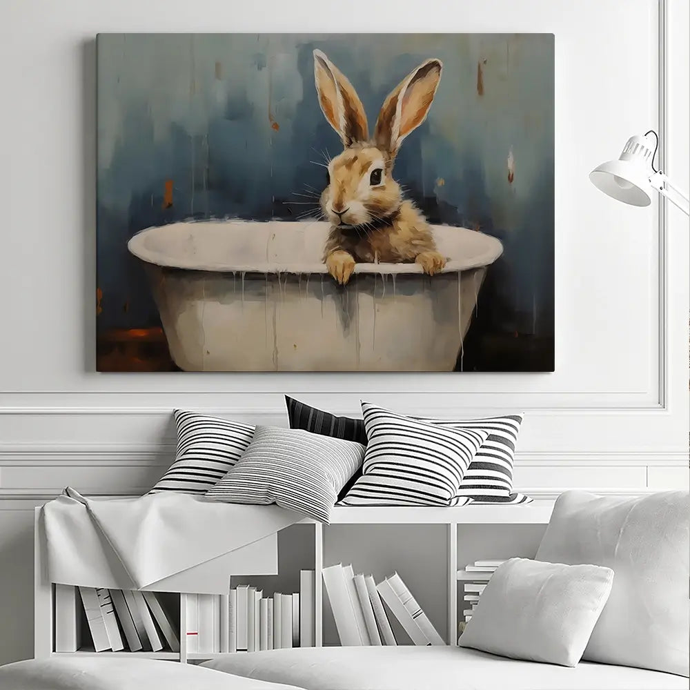 Bunny In A Tub Canvas Print Bunny In A Tub Canvas Print wall art product Arlington Prints - Independent