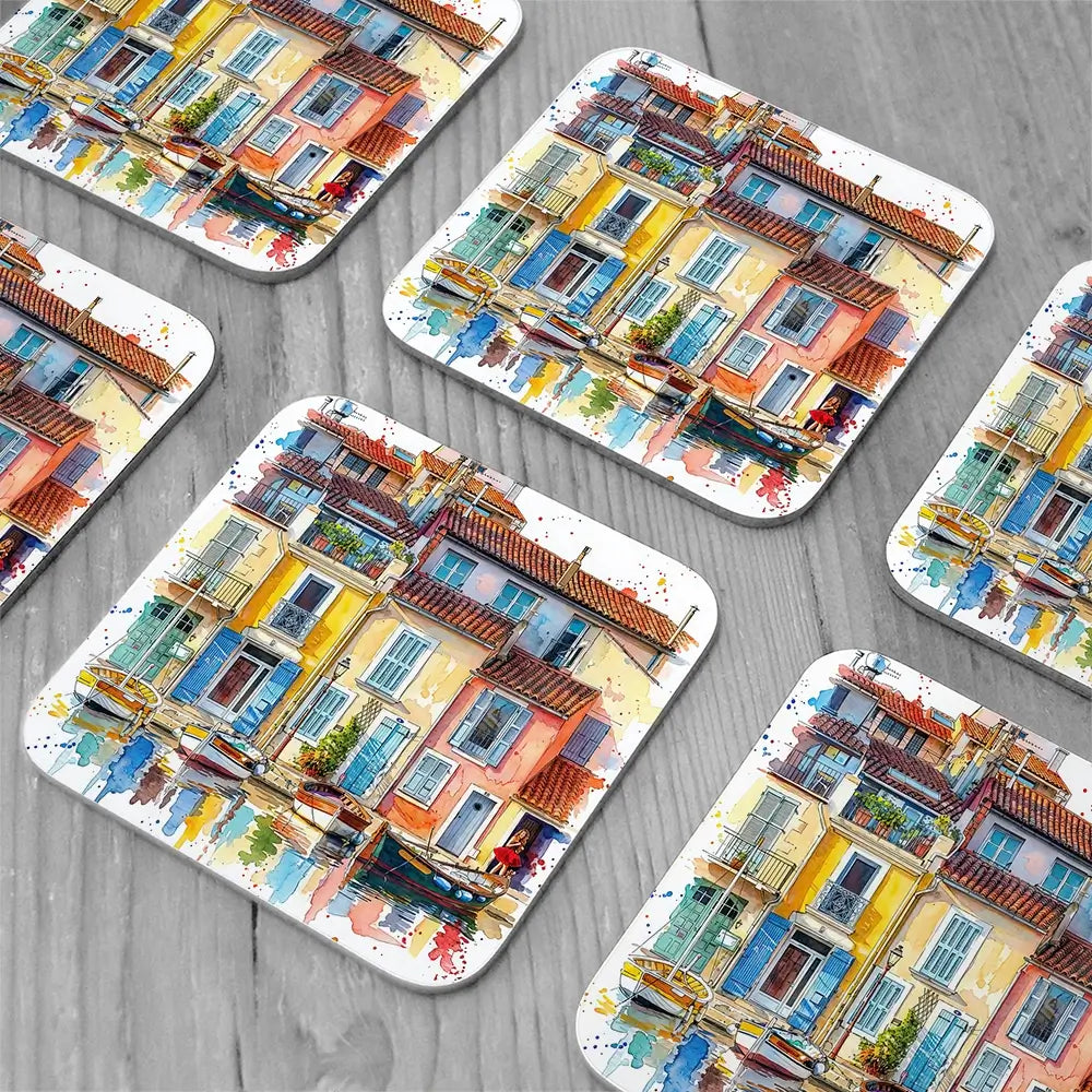 Burano Boats Coaster Set Burano Boats Coaster Set wall art product David Alexander Elder