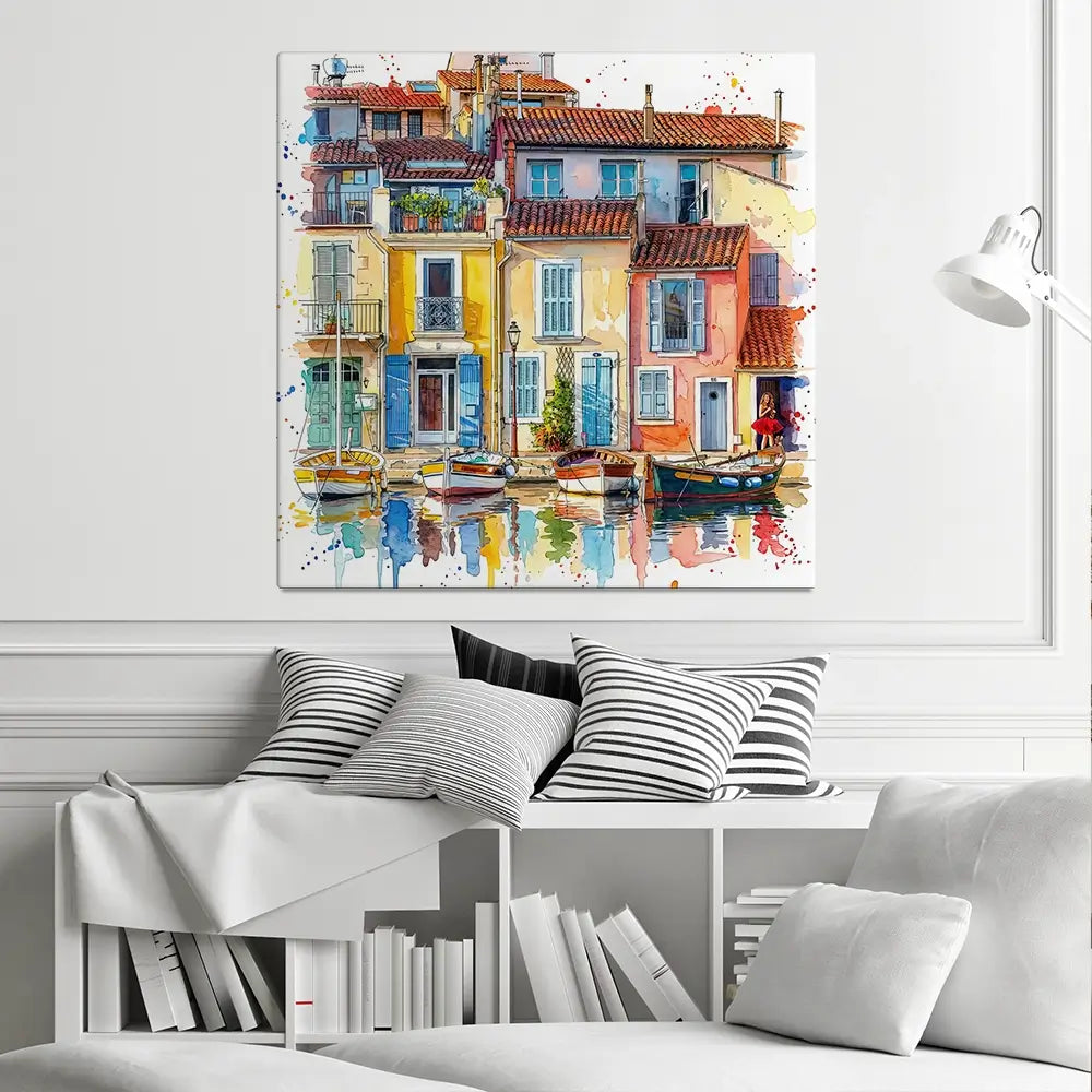 Burano Boats Square Canvas Print Burano Boats Square Canvas Print wall art product David Alexander Elder