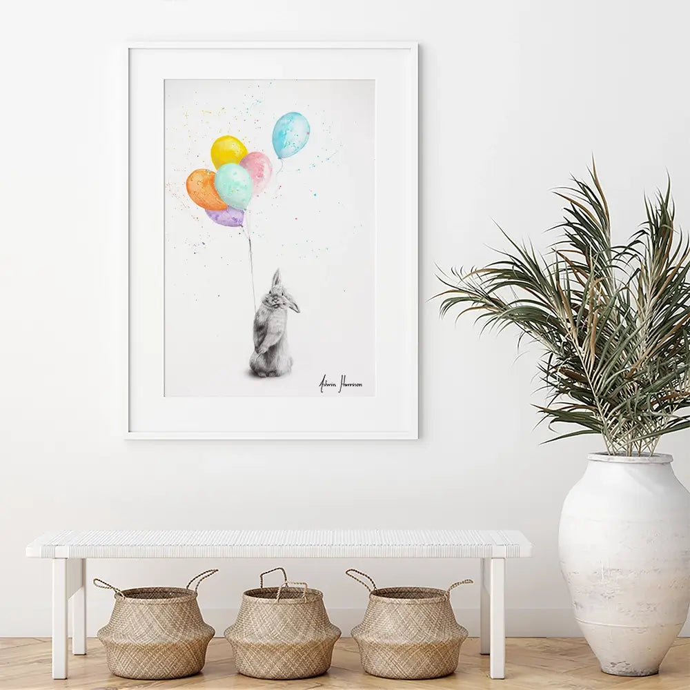 Buster And His Balloons Framed Art Print Buster And His Balloons Framed Art Print wall art product Ashvin Harrison