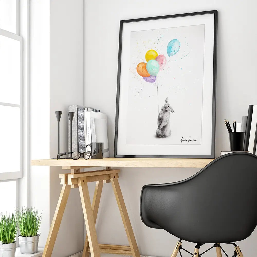 Buster And His Balloons Framed Art Print Buster And His Balloons Framed Art Print wall art product Ashvin Harrison