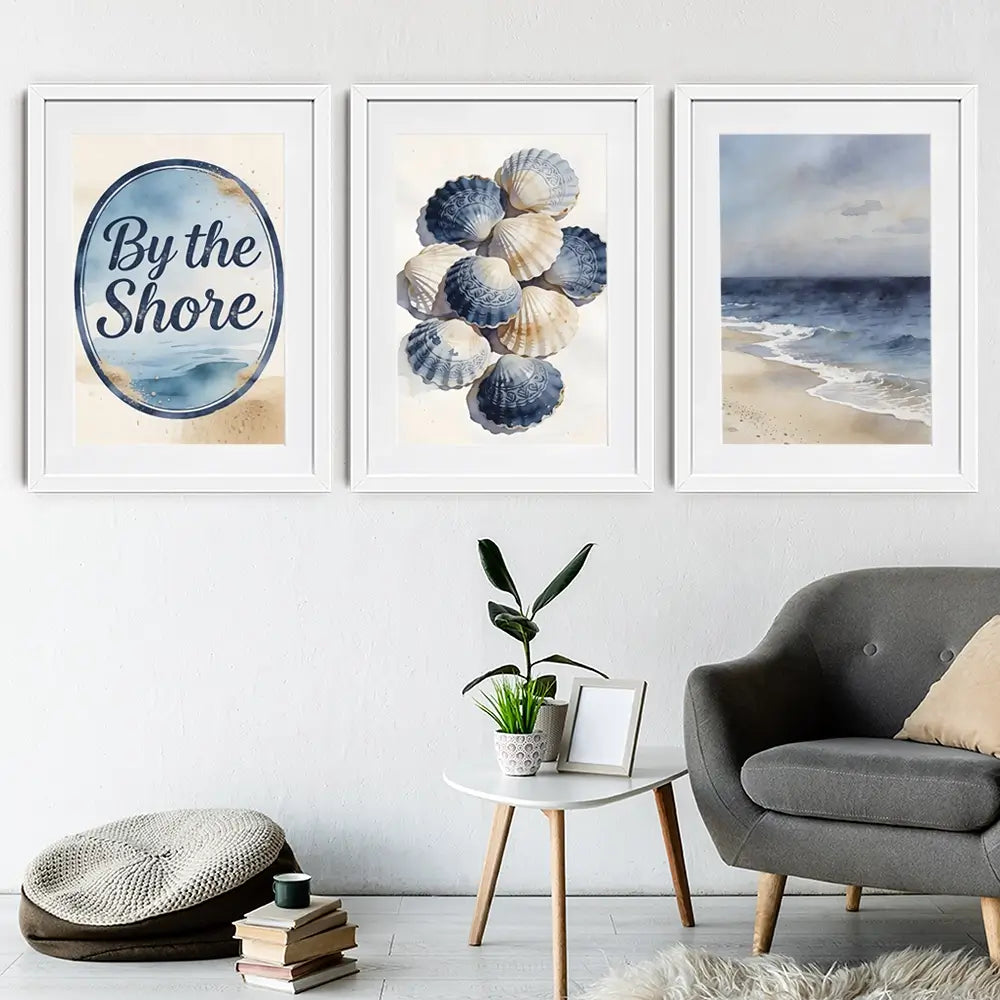 By The Shore Framed Art Print Trio By The Shore Framed Art Print Trio wall art product LSR Design Studio - Independent
