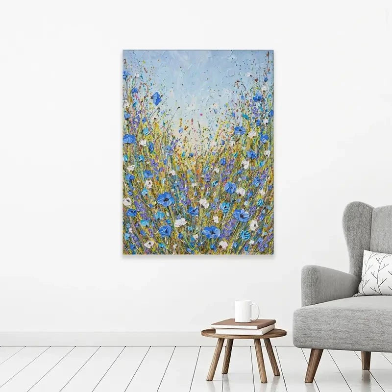 Calming Blue Flowers Canvas Print Calming Blue Flowers Canvas Print wall art product Olga Tkachyk