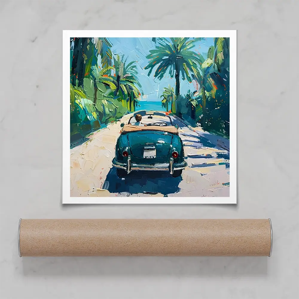 Car On The Beach Square Art Print Car On The Beach Square Art Print wall art product Elena Avanesova