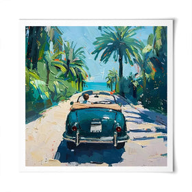 Car On The Beach Square Art Print Car On The Beach Square Art Print wall art product Elena Avanesova