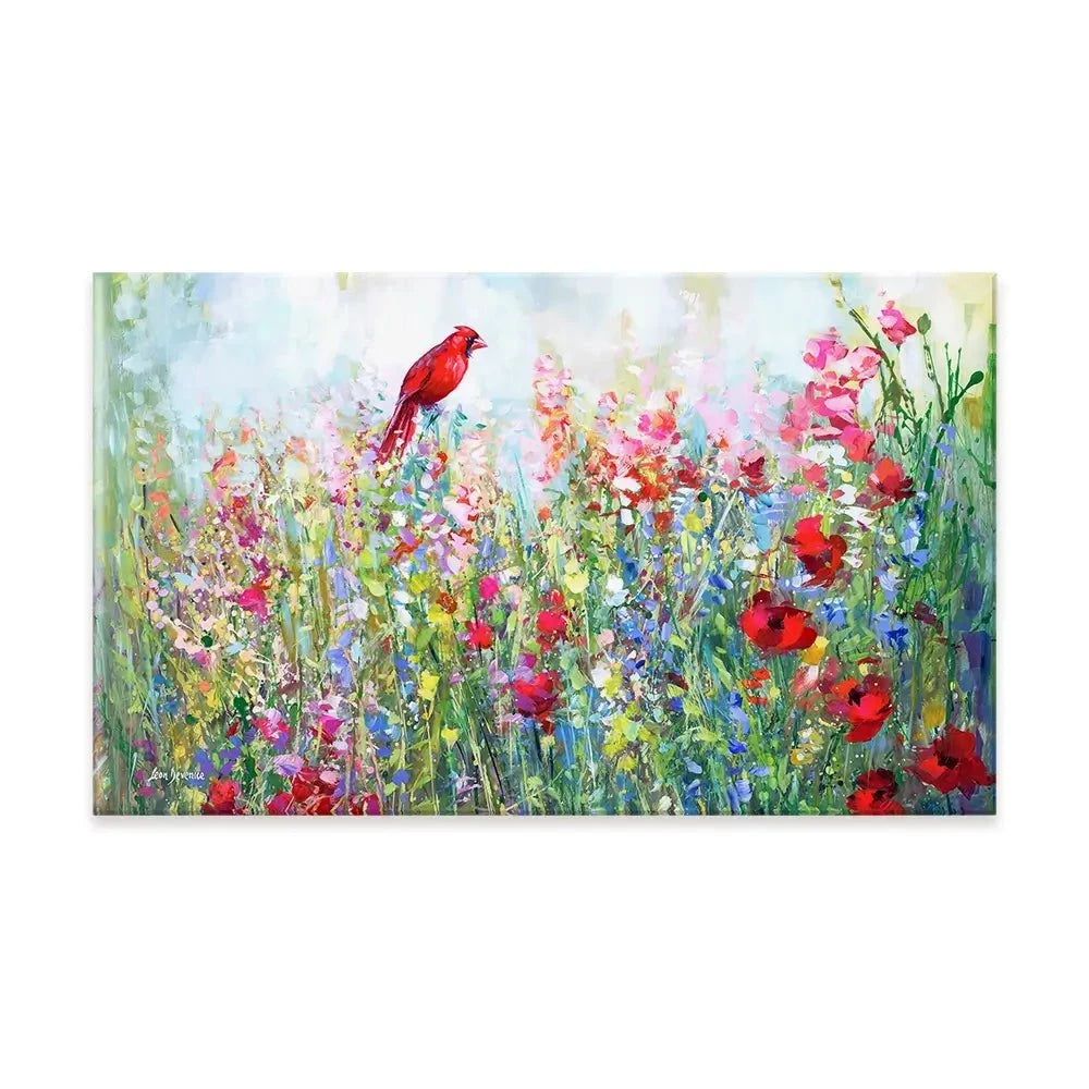 Cardinal Among The Wildflowers Canvas Print Cardinal Among The Wildflowers Canvas Print wall art product Leon Devenice