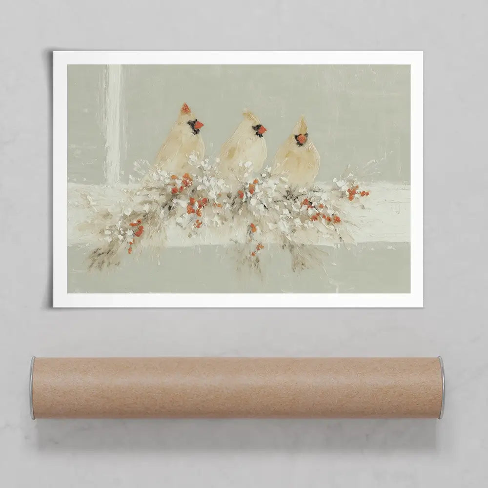 Cardinal Berry Garland Art Print Cardinal Berry Garland Art Print wall art product Chromatic Storm Studio