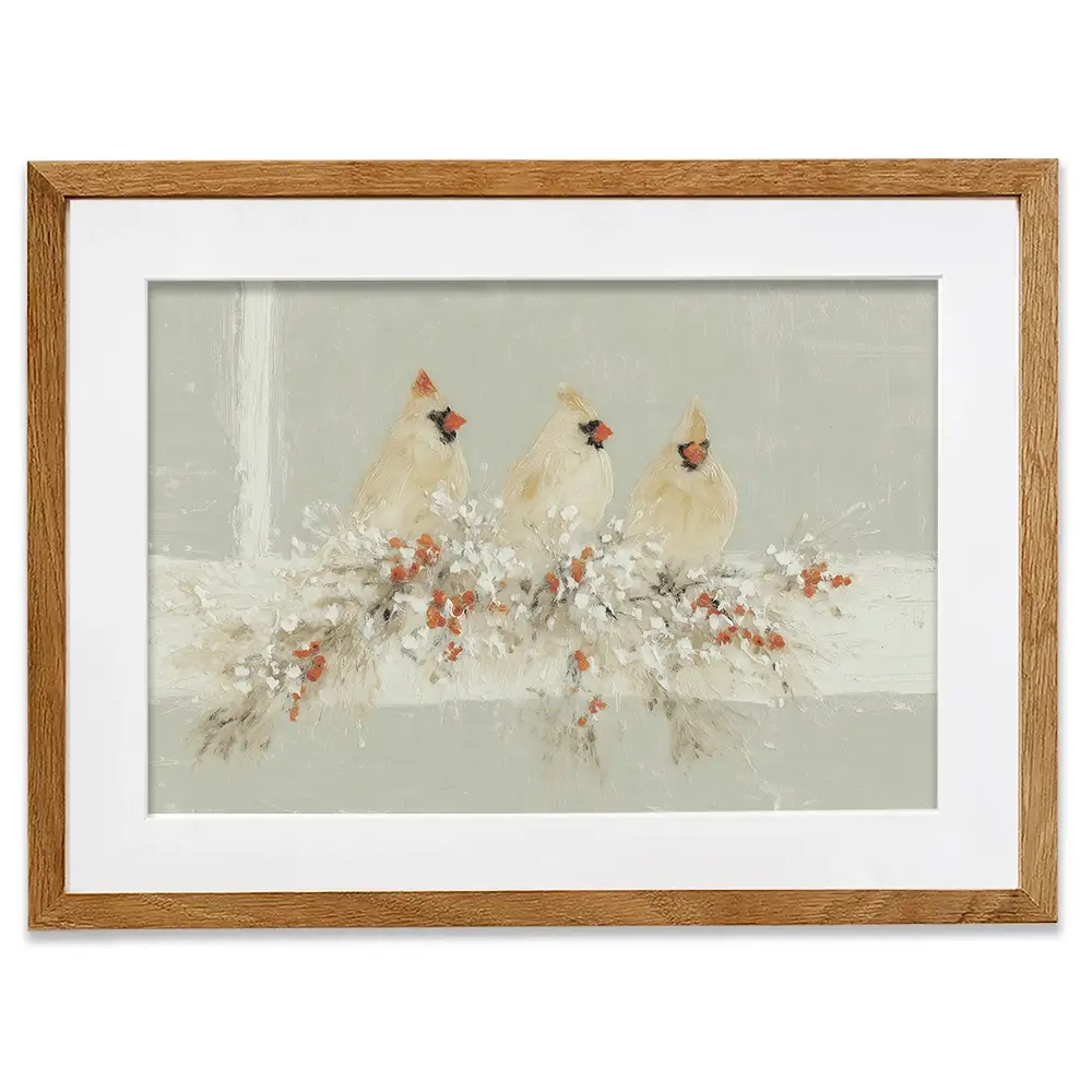 Cardinal Berry Garland Framed Art Print Cardinal Berry Garland Framed Art Print wall art product Chromatic Storm Studio