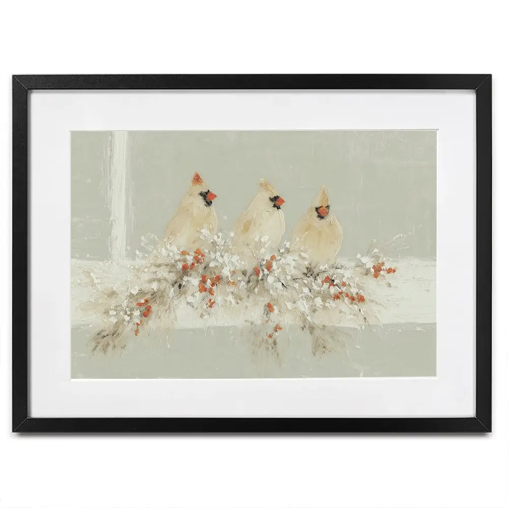 Cardinal Berry Garland Framed Art Print Cardinal Berry Garland Framed Art Print wall art product Chromatic Storm Studio
