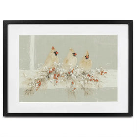 Cardinal Berry Garland Framed Art Print Cardinal Berry Garland Framed Art Print wall art product Chromatic Storm Studio