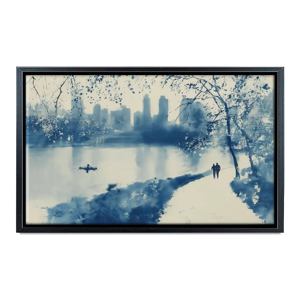 Central Park Lakeside Winter Path Canvas Print Central Park Lakeside Winter Path Canvas Print wall art product Chromatic Storm Studio