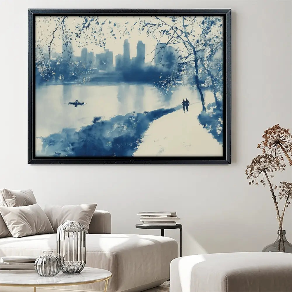Central Park Lakeside Winter Path Canvas Print Central Park Lakeside Winter Path Canvas Print wall art product Chromatic Storm Studio