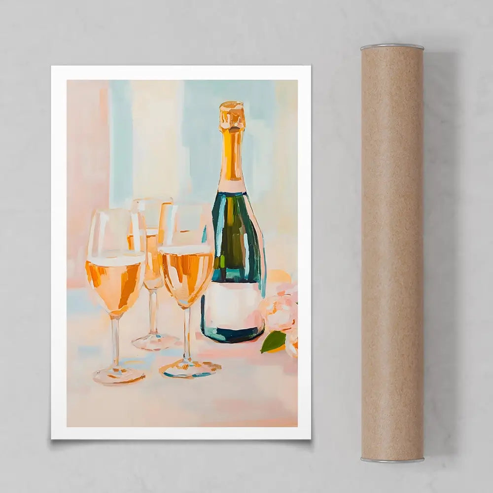 Champagne And Flowers Art Print Champagne And Flowers Art Print wall art product LSR Design Studio - Independent