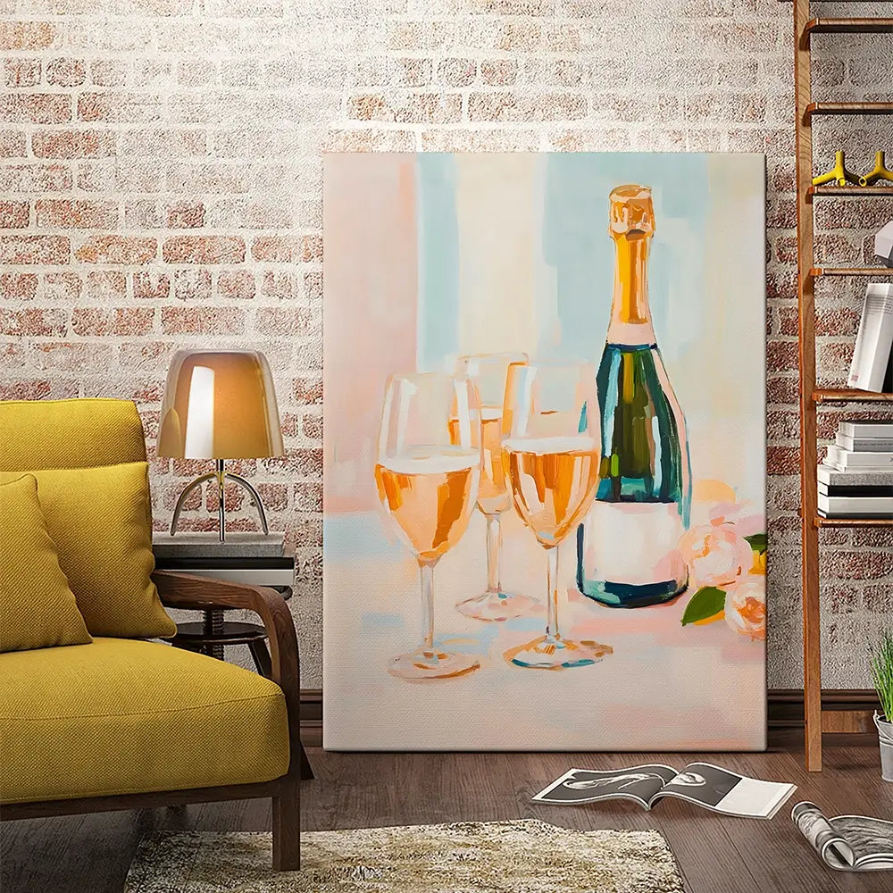 Champagne And Flowers Canvas Print Champagne And Flowers Canvas Print wall art product LSR Design Studio - Independent