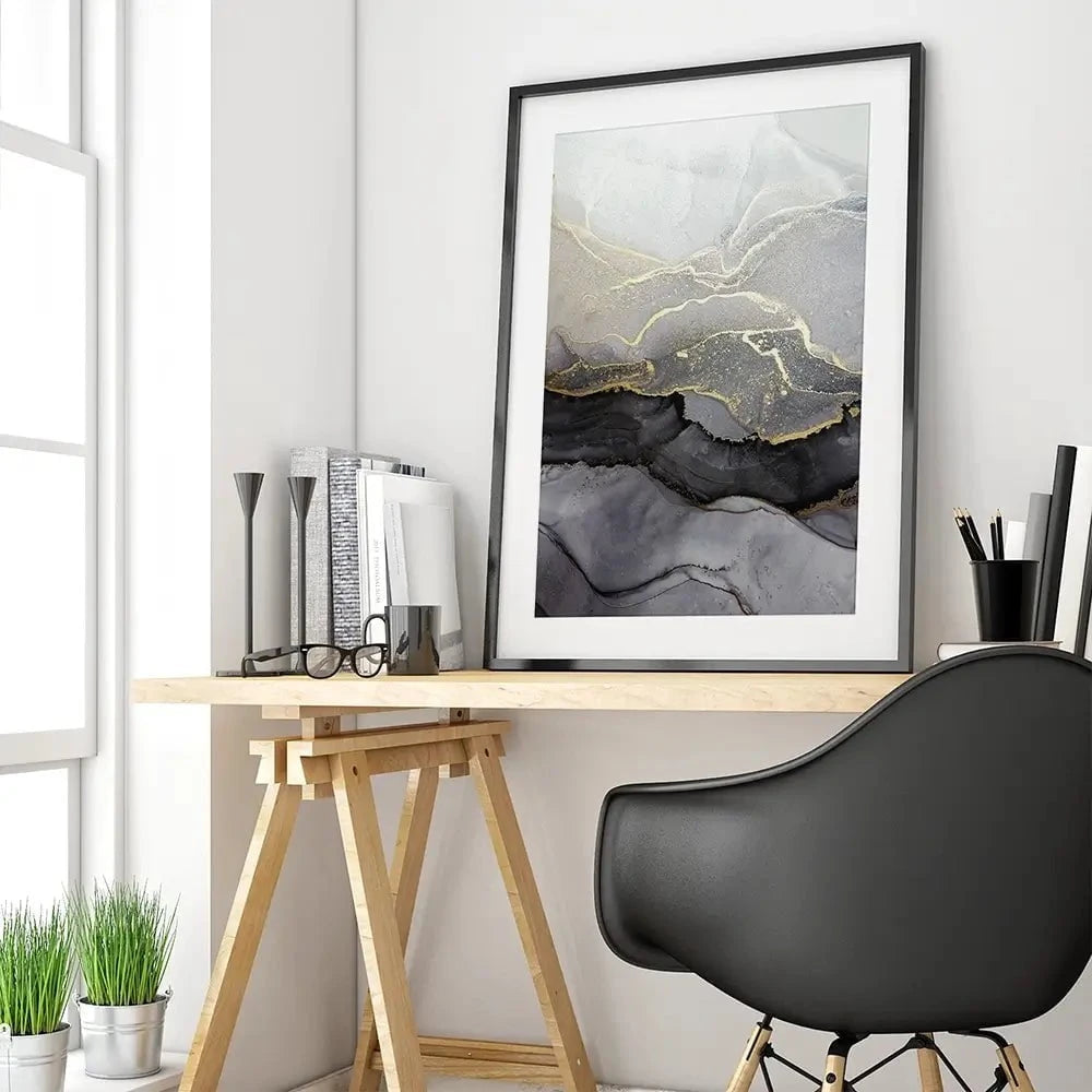 Charcoal Marble Abstract Framed Art Print Charcoal Marble Abstract Framed Art Print wall art product coldsun777 / Shutterstock