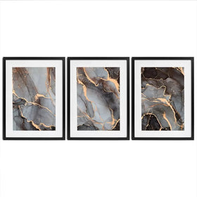 Charcoal Marble Framed Art Print Trio Charcoal Marble Framed Art Print Trio wall art product djero.adlibeshe / Shutterstock