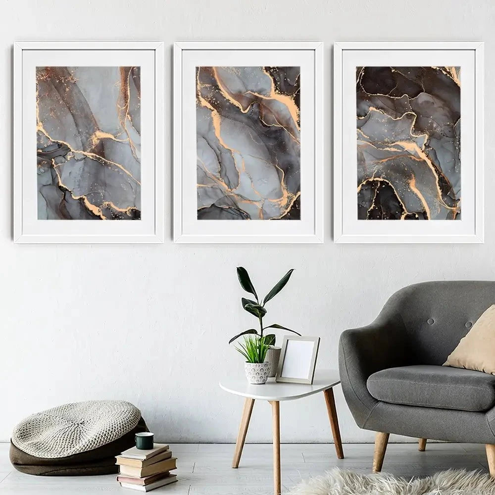 Charcoal Marble Framed Art Print Trio Charcoal Marble Framed Art Print Trio wall art product djero.adlibeshe / Shutterstock