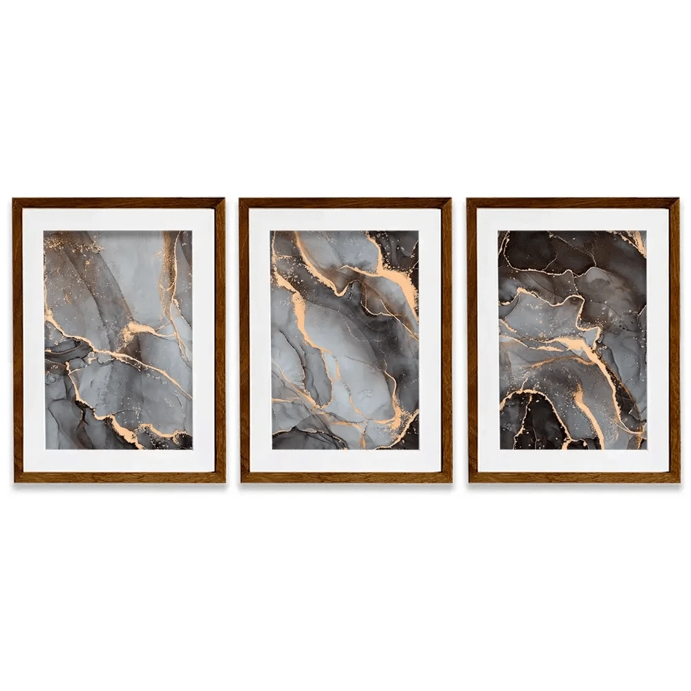 Charcoal Marble Framed Art Print Trio Charcoal Marble Framed Art Print Trio wall art product djero.adlibeshe / Shutterstock