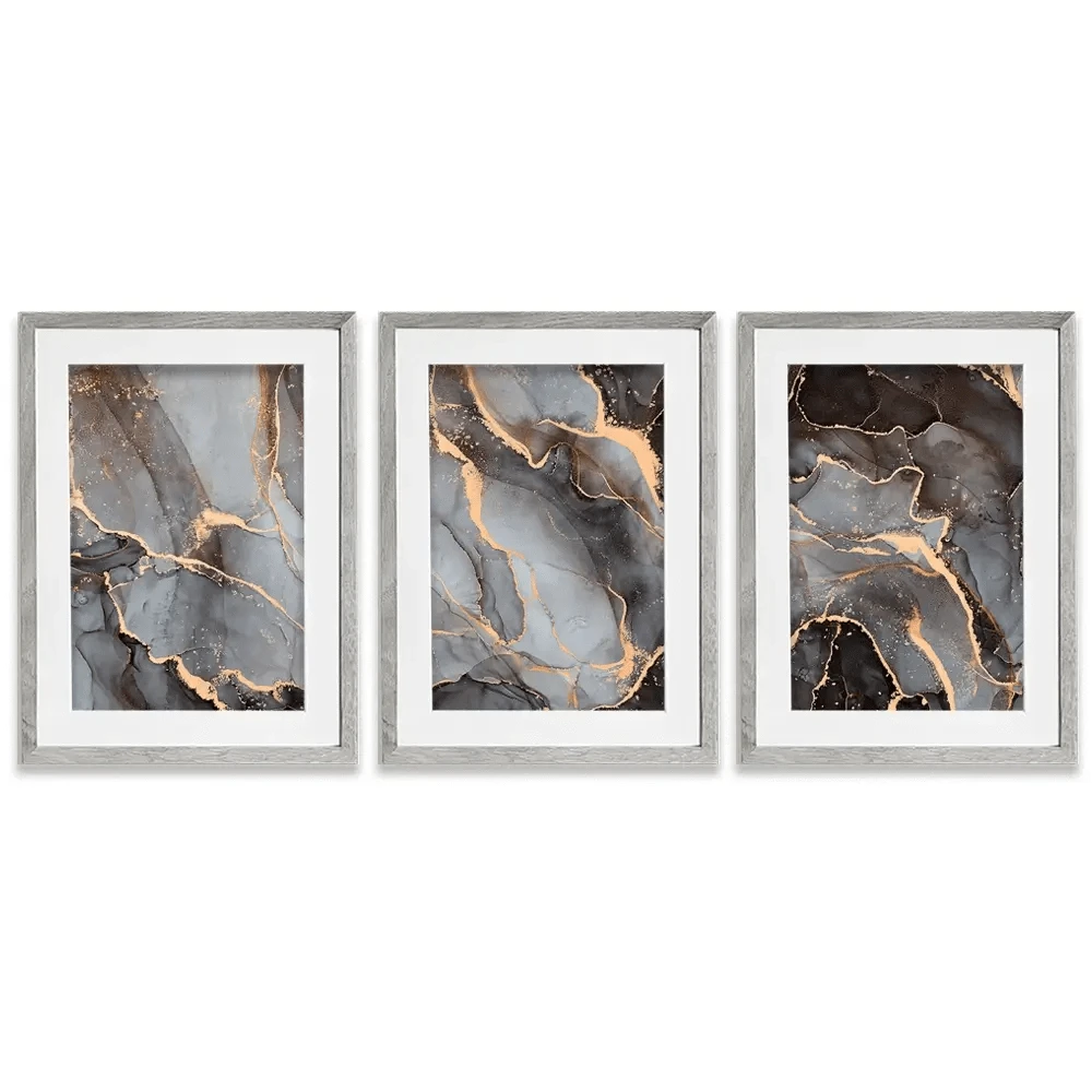 Charcoal Marble Framed Art Print Trio Charcoal Marble Framed Art Print Trio wall art product djero.adlibeshe / Shutterstock