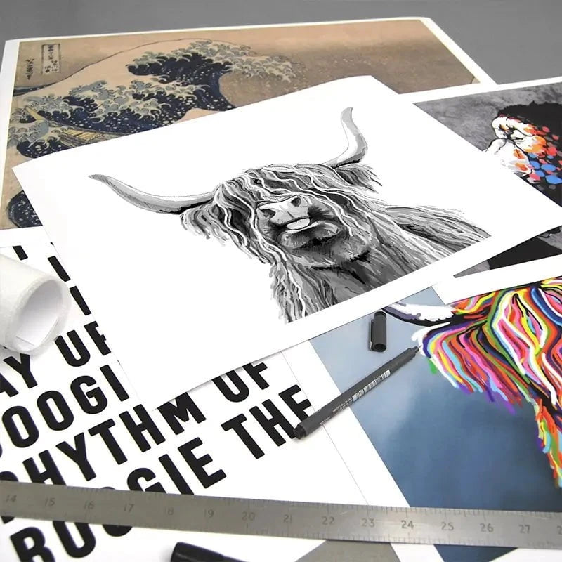 Cheeky Black And White Highland Cow Art Print Cheeky Black And White Highland Cow Art Print wall art product Independent