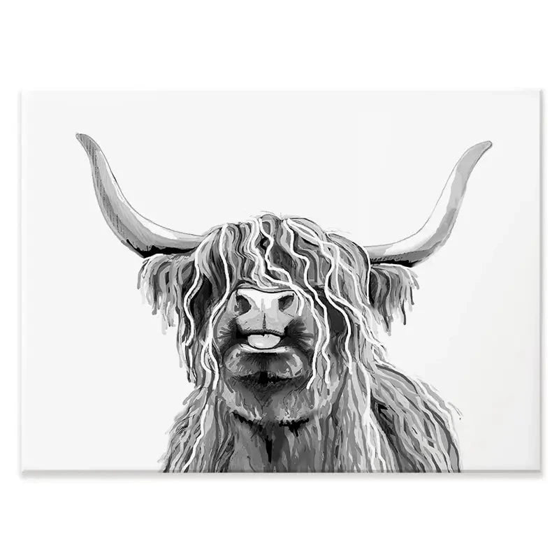 Cheeky Black And White Highland Cow Canvas Print Cheeky Black And White Highland Cow Canvas Print wall art product Independent