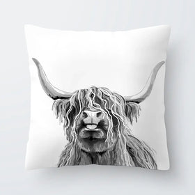 Cheeky Black And White Highland Cow Cushion Cheeky Black And White Highland Cow Cushion wall art product Art Print Shop