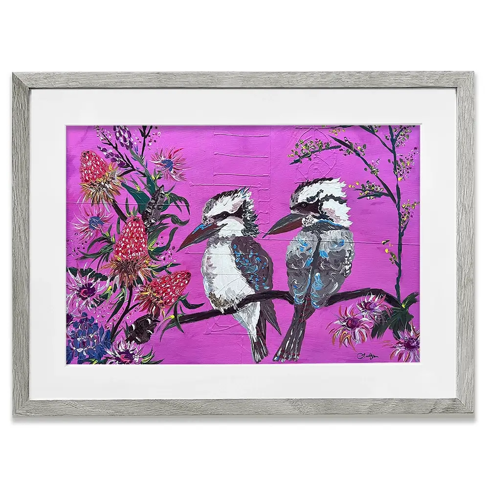 Cheeky Kookaburras Framed Art Print Cheeky Kookaburras Framed Art Print wall art product Jo Mulligan