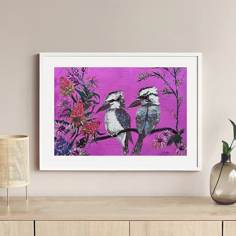 Cheeky Kookaburras Framed Art Print Cheeky Kookaburras Framed Art Print wall art product Jo Mulligan