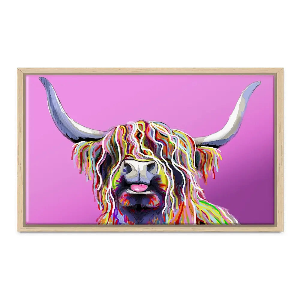 Cheeky Pink Highland Cow Canvas Print Cheeky Pink Highland Cow Canvas Print wall art product Independent