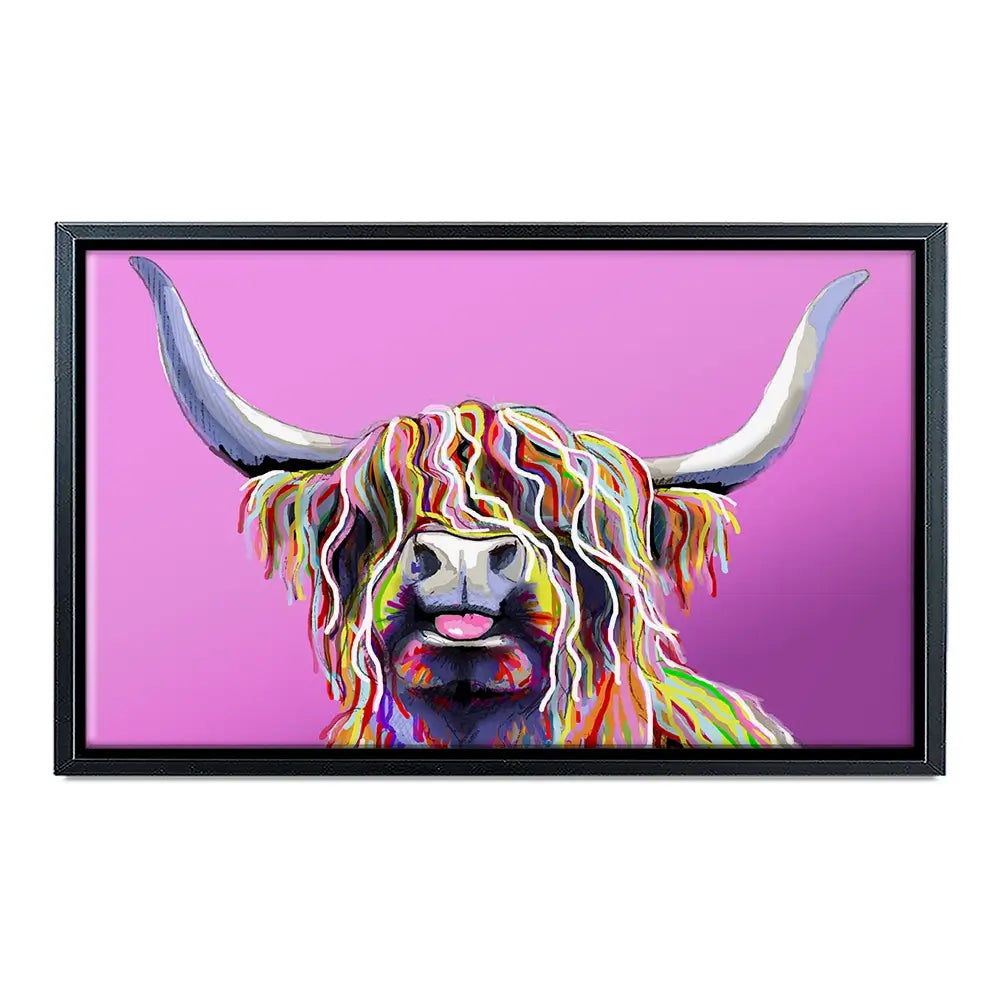 Cheeky Pink Highland Cow Canvas Print Cheeky Pink Highland Cow Canvas Print wall art product Independent