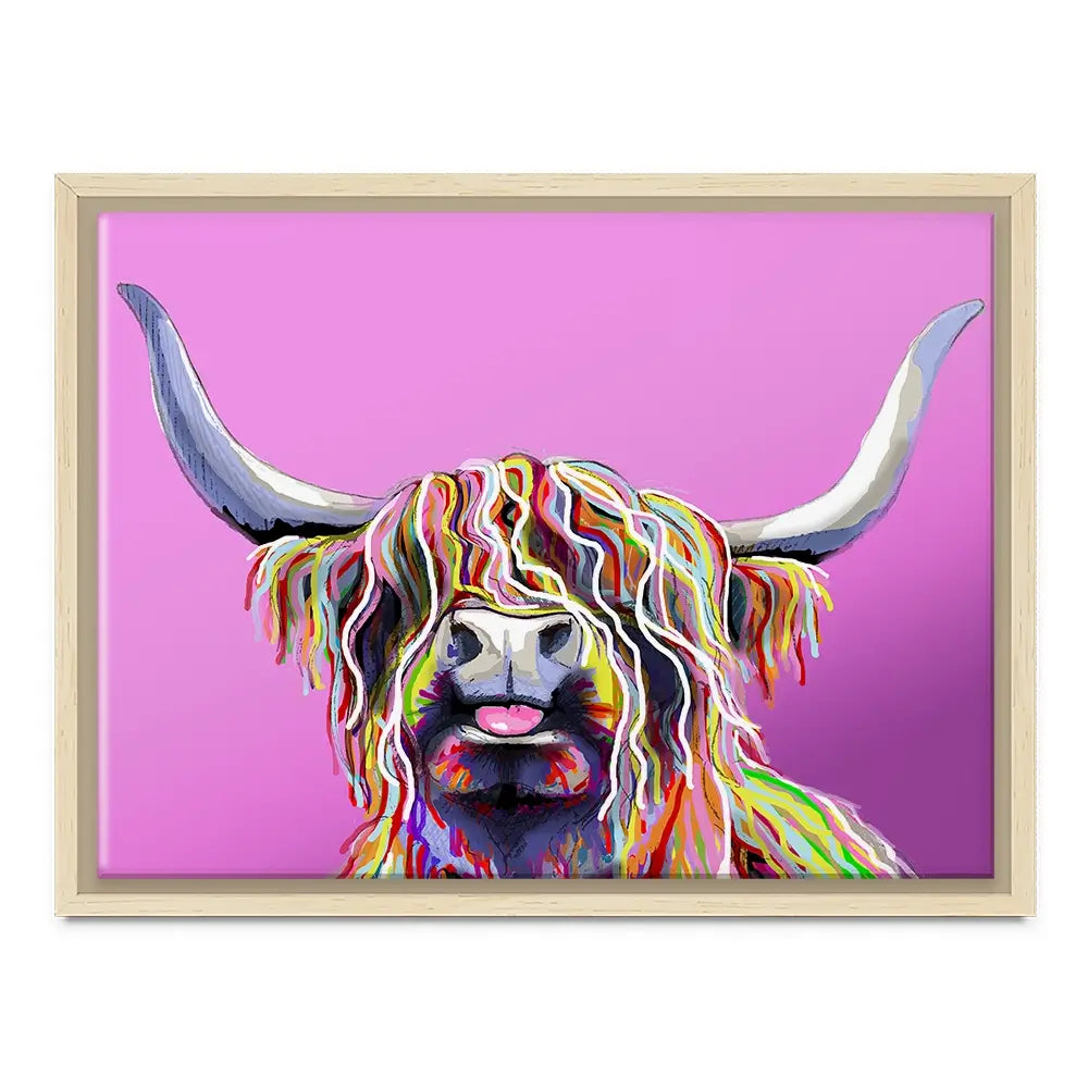 Cheeky Pink Highland Cow Canvas Print Cheeky Pink Highland Cow Canvas Print wall art product Independent
