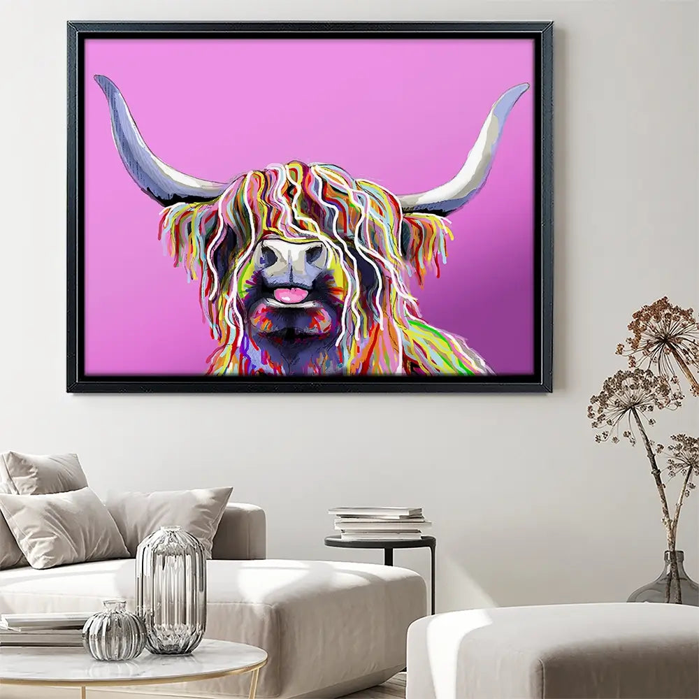 Cheeky Pink Highland Cow Canvas Print Cheeky Pink Highland Cow Canvas Print wall art product Independent