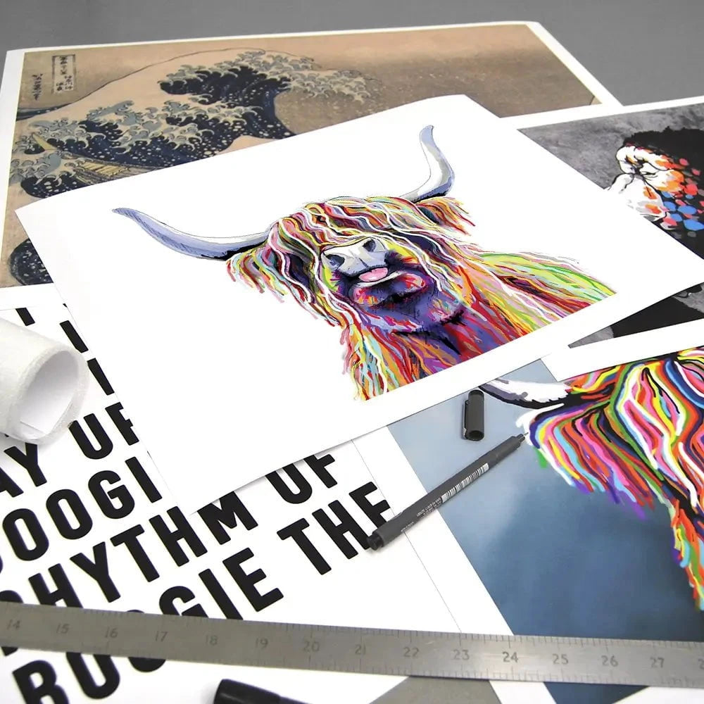 Cheeky White Highland Cow Art Print Cheeky White Highland Cow Art Print wall art product Independent