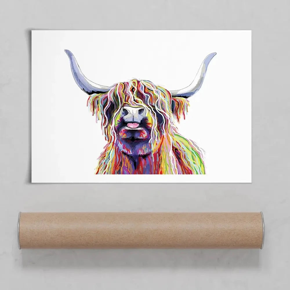 Cheeky White Highland Cow Art Print Cheeky White Highland Cow Art Print wall art product Independent