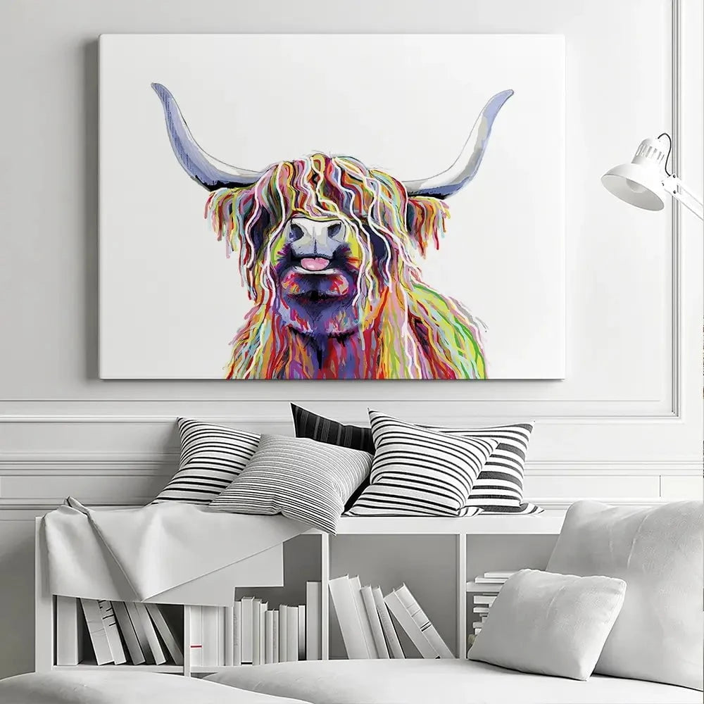 Cheeky White Highland Cow Canvas Print Cheeky White Highland Cow Canvas Print wall art product Independent