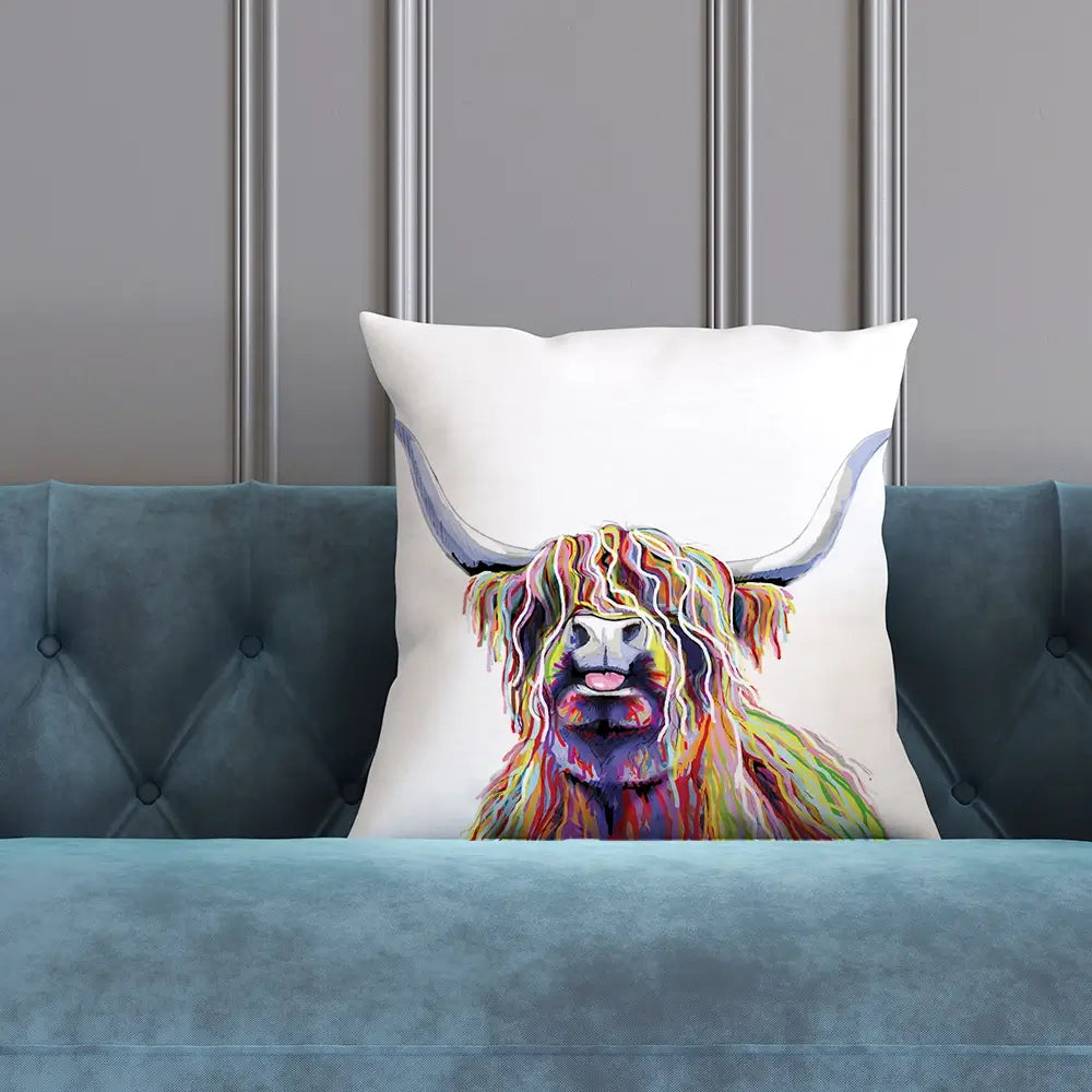 Cheeky White Highland Cow Cushion Cheeky White Highland Cow Cushion wall art product Independent