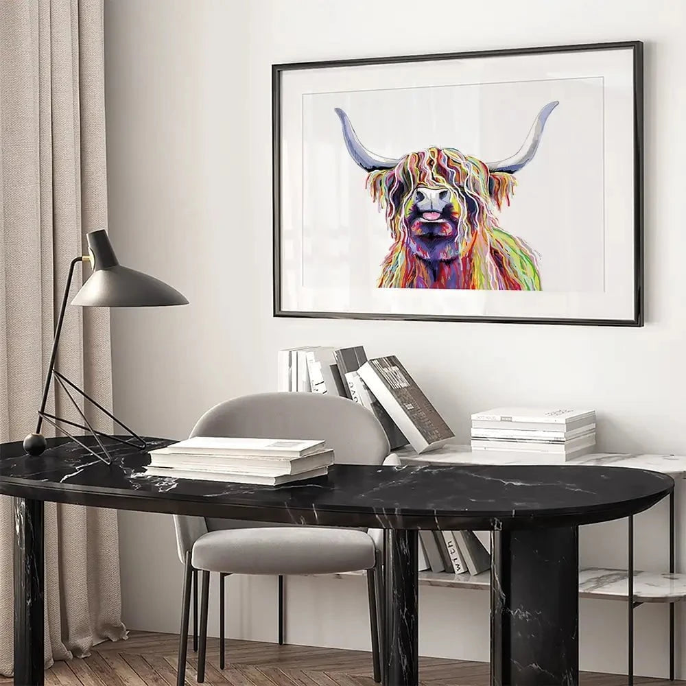 Cheeky White Highland Cow Framed Art Print Cheeky White Highland Cow Framed Art Print wall art product Independent