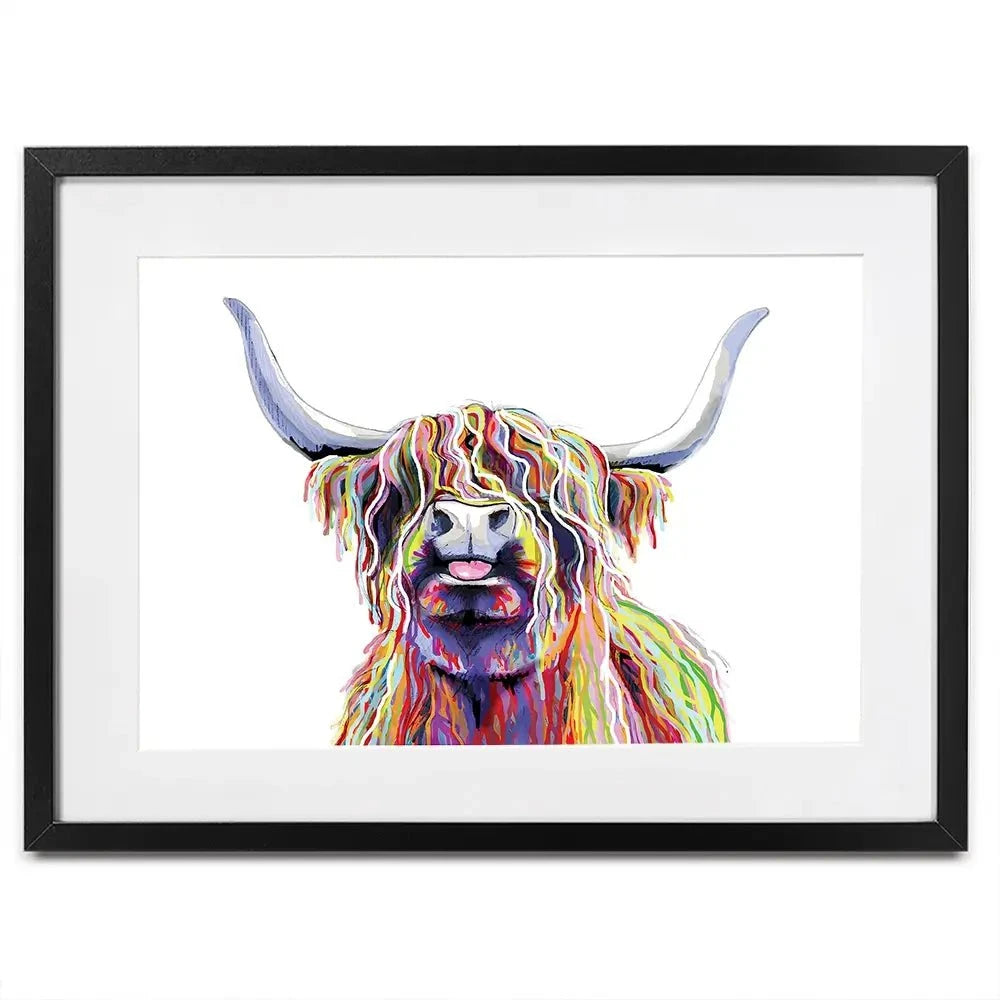 Cheeky White Highland Cow Framed Art Print Cheeky White Highland Cow Framed Art Print wall art product Independent