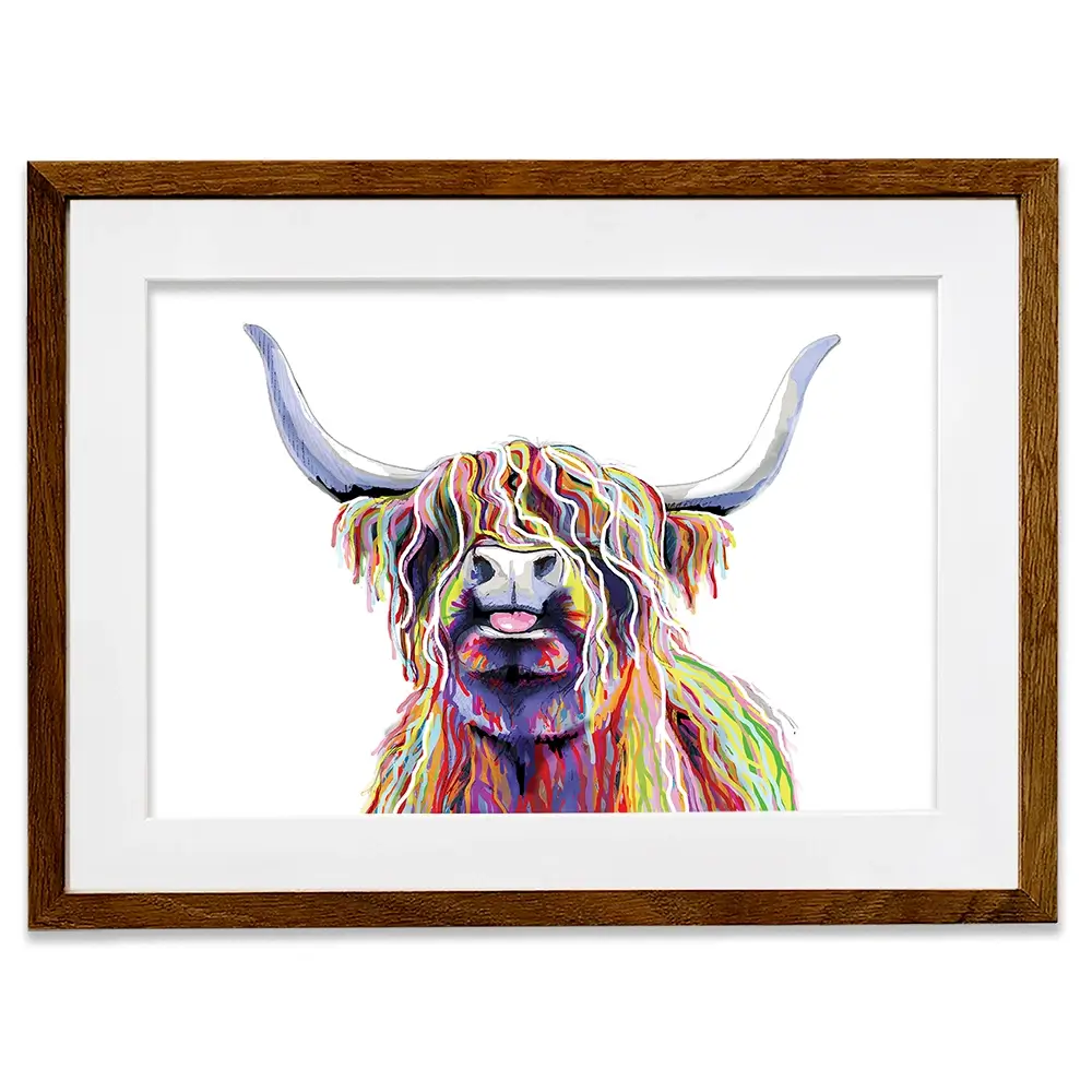 Cheeky White Highland Cow Framed Art Print Cheeky White Highland Cow Framed Art Print wall art product Independent
