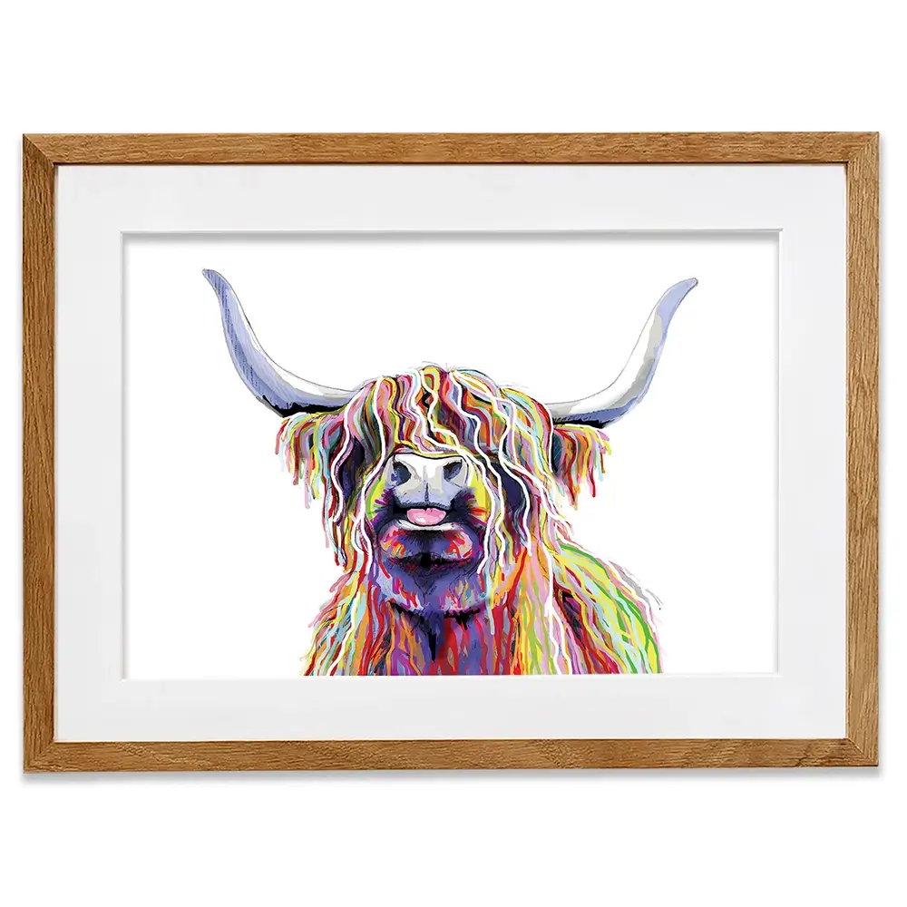 Cheeky White Highland Cow Framed Art Print Cheeky White Highland Cow Framed Art Print wall art product Independent