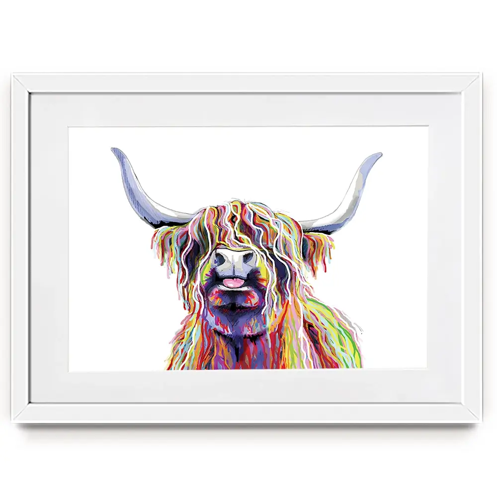Cheeky White Highland Cow Framed Art Print Cheeky White Highland Cow Framed Art Print wall art product Independent