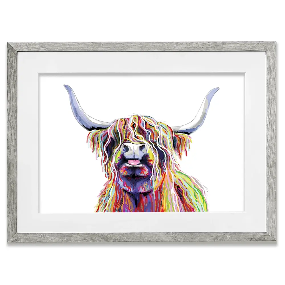 Cheeky White Highland Cow Framed Art Print Cheeky White Highland Cow Framed Art Print wall art product Independent