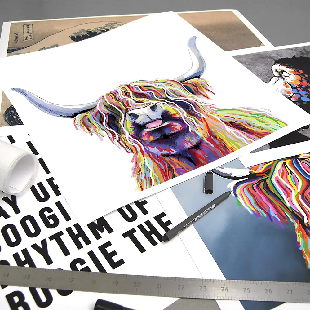 Cheeky White Highland Cow Square Art Print Cheeky White Highland Cow Square Art Print wall art product Independent