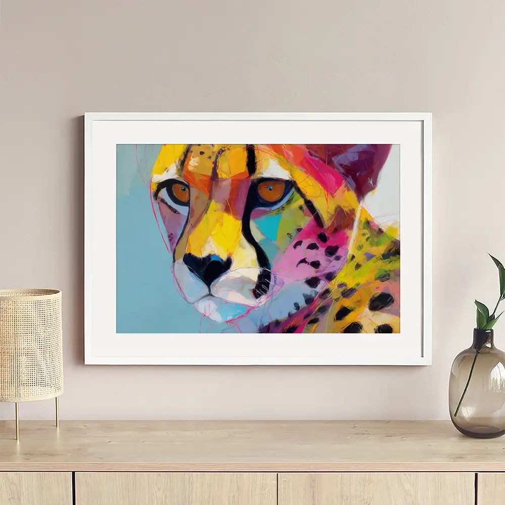 Cheetah Gaze Framed Art Print Cheetah Gaze Framed Art Print wall art product Chromatic Storm Studio