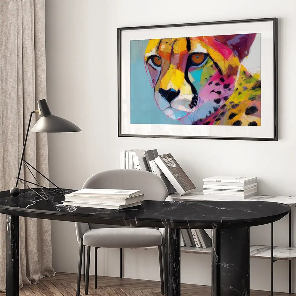 Cheetah Gaze Framed Art Print Cheetah Gaze Framed Art Print wall art product Chromatic Storm Studio