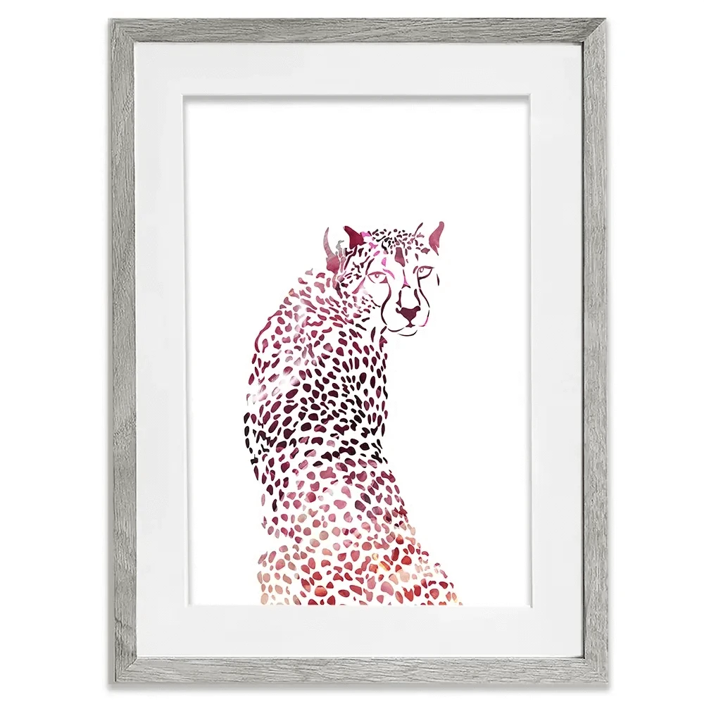 Cheetah On White Framed Art Print Cheetah On White Framed Art Print wall art product Sarah Manovski