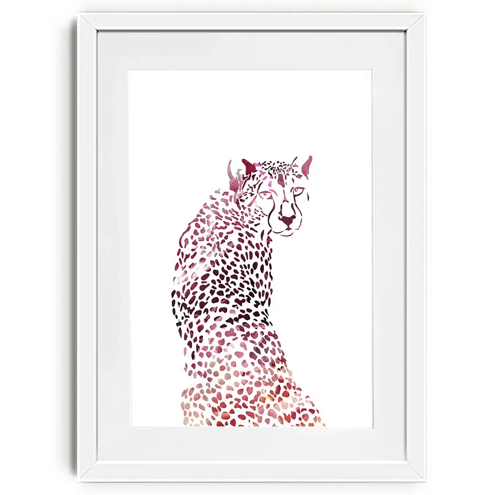 Cheetah On White Framed Art Print Cheetah On White Framed Art Print wall art product Sarah Manovski
